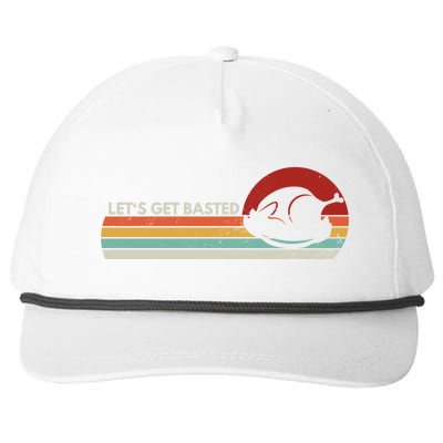 Let's Get Basted Thanksgiving Vintage Retro Turkey Leg Day Gift Snapback Five-Panel Rope Hat