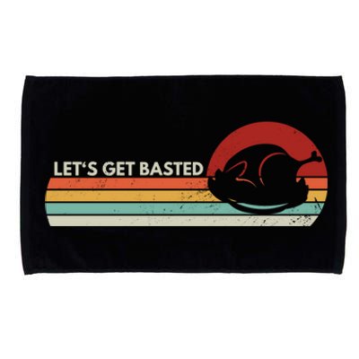 Let's Get Basted Thanksgiving Vintage Retro Turkey Leg Day Gift Microfiber Hand Towel