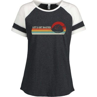 Let's Get Basted Thanksgiving Vintage Retro Turkey Leg Day Gift Enza Ladies Jersey Colorblock Tee