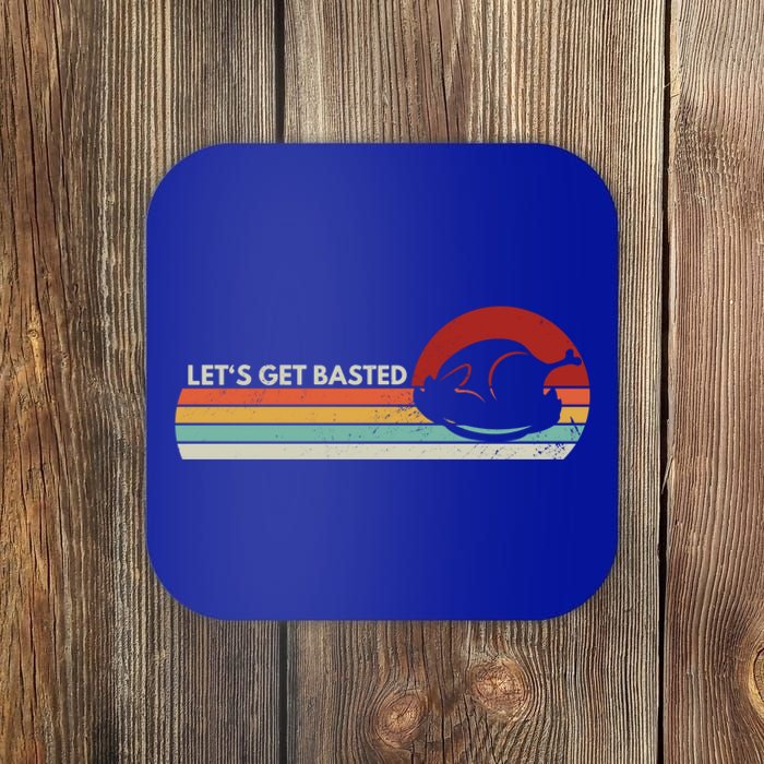 Let's Get Basted Thanksgiving Vintage Retro Turkey Leg Day Gift Coaster