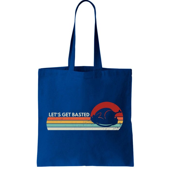 Let's Get Basted Thanksgiving Vintage Retro Turkey Leg Day Gift Tote Bag