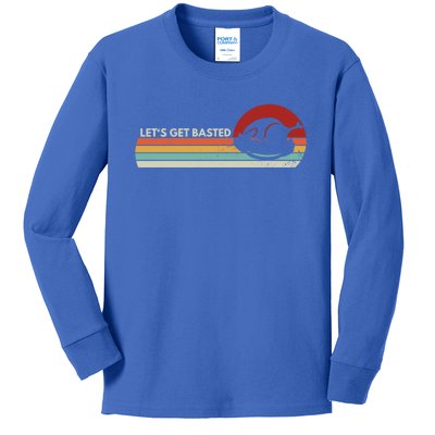 Let's Get Basted Thanksgiving Vintage Retro Turkey Leg Day Gift Kids Long Sleeve Shirt