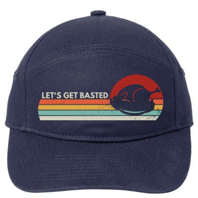 Let's Get Basted Thanksgiving Vintage Retro Turkey Leg Day Gift 7-Panel Snapback Hat