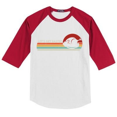 Let's Get Basted Thanksgiving Vintage Retro Turkey Leg Day Gift Kids Colorblock Raglan Jersey