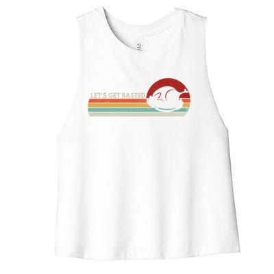 Let's Get Basted Thanksgiving Vintage Retro Turkey Leg Day Gift Women's Racerback Cropped Tank