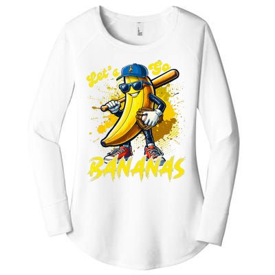 Lets Go Bananas Banana Playing Baseball Baseball Player Gift Women's Perfect Tri Tunic Long Sleeve Shirt