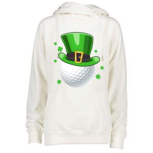 Leprechaun Golf Ball Cool Gift Golfer St Patricks Day Gift Womens Funnel Neck Pullover Hood