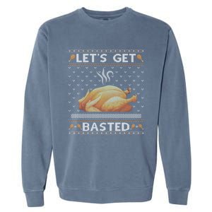 LetS Get Basted Turkey Fall Vibes Ugly Thanksgiving Sweater Funny Gift Garment-Dyed Sweatshirt