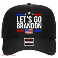Let's Go Brandon Distress USA Flag FJB Chant High Crown Mesh Back Trucker Hat