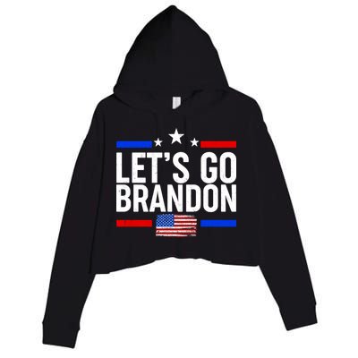 Let's Go Brandon Distress USA Flag FJB Chant Crop Fleece Hoodie