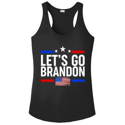 Let's Go Brandon Distress USA Flag FJB Chant Ladies PosiCharge Competitor Racerback Tank