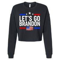 Let's Go Brandon Distress USA Flag FJB Chant Cropped Pullover Crew