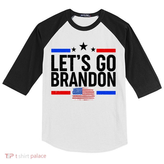 Let's Go Brandon Distress USA Flag FJB Chant Kids Colorblock Raglan Jersey