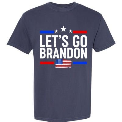 Let's Go Brandon Distress USA Flag FJB Chant Garment-Dyed Heavyweight T-Shirt
