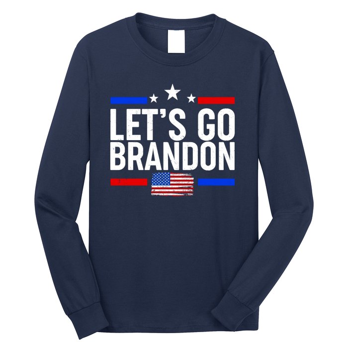 Let's Go Brandon Distress USA Flag FJB Chant Long Sleeve Shirt