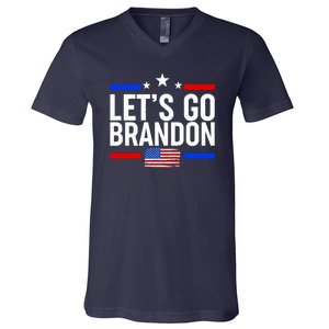 Let's Go Brandon Distress USA Flag FJB Chant V-Neck T-Shirt