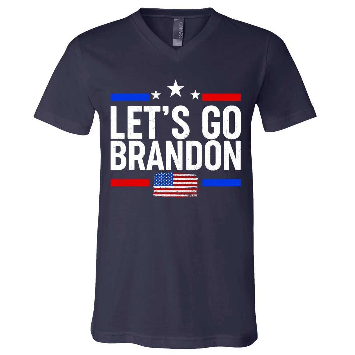 Let's Go Brandon Distress USA Flag FJB Chant V-Neck T-Shirt