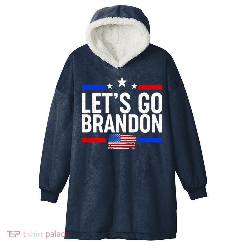 Let's Go Brandon Distress USA Flag FJB Chant Hooded Wearable Blanket