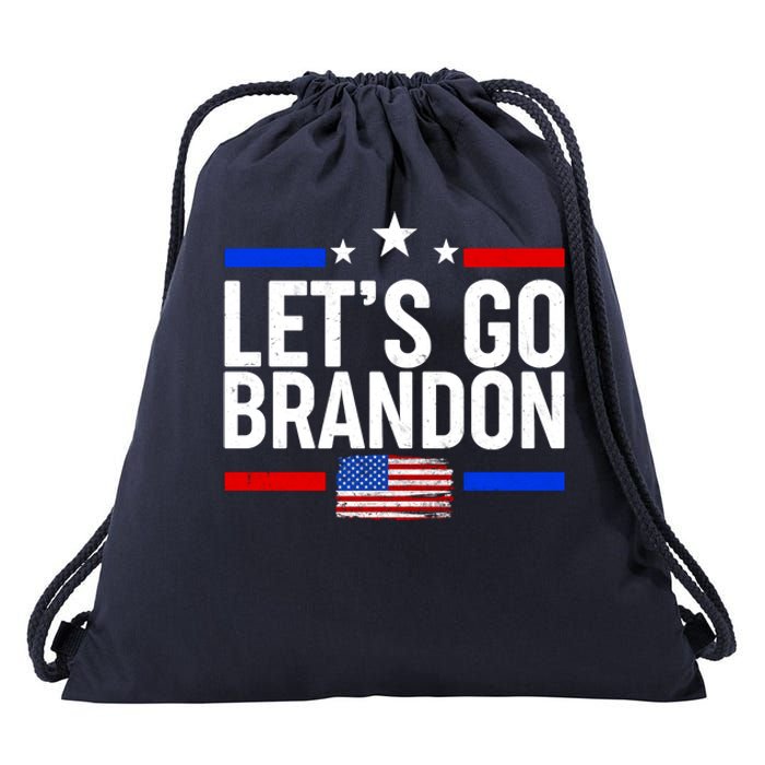 Let's Go Brandon Distress USA Flag FJB Chant Drawstring Bag