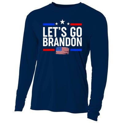 Let's Go Brandon Distress USA Flag FJB Chant Cooling Performance Long Sleeve Crew