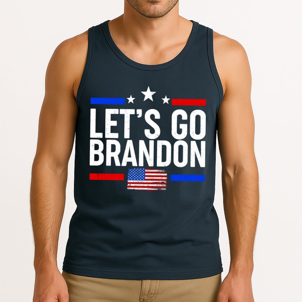 Let's Go Brandon Distress USA Flag FJB Chant Tank Top