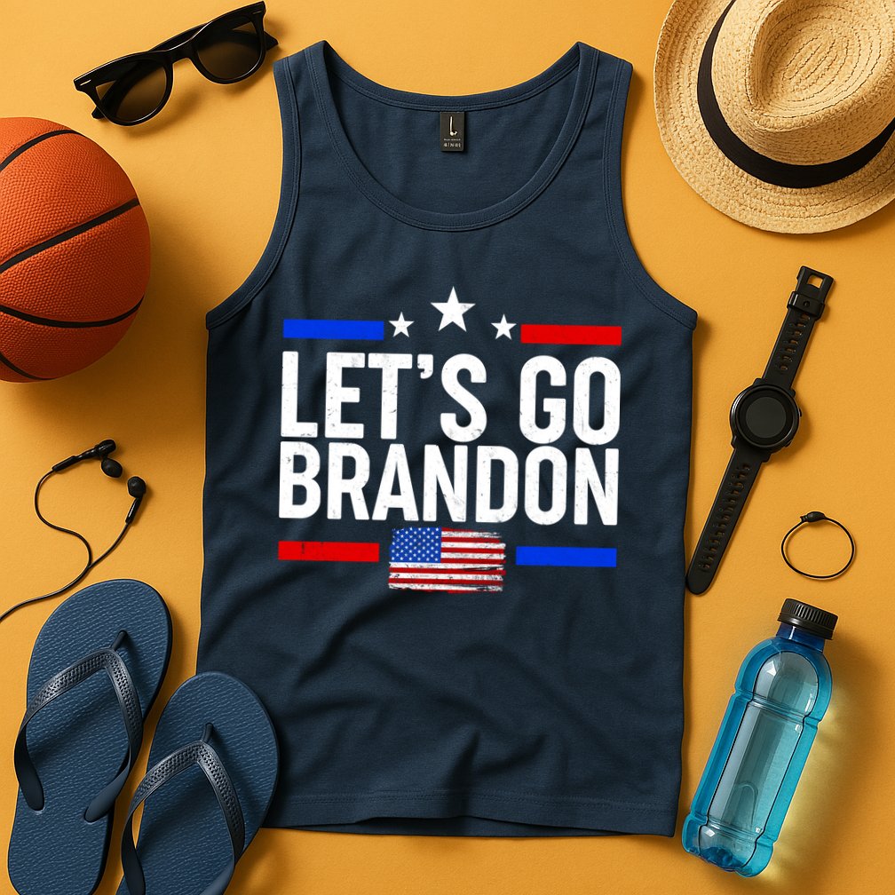 Let's Go Brandon Distress USA Flag FJB Chant Tank Top