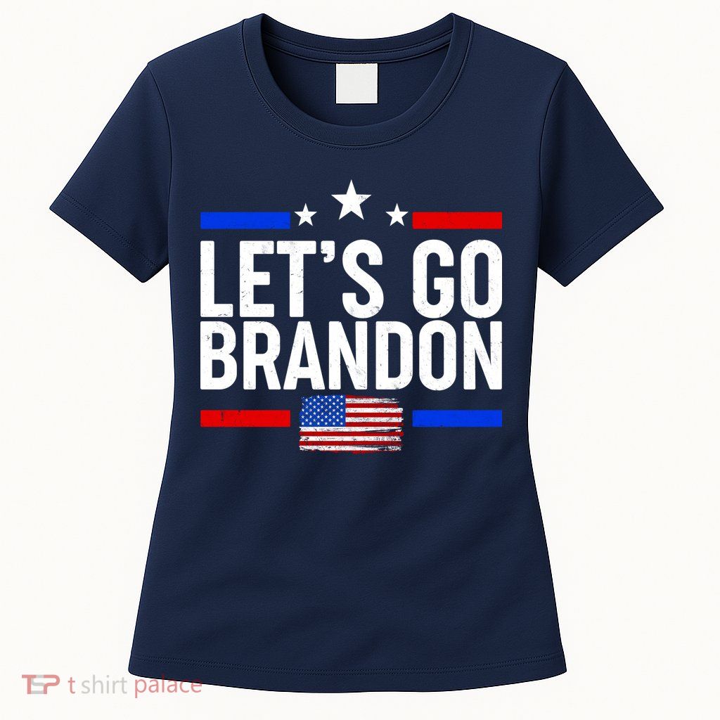 Let's Go Brandon Distress USA Flag FJB Chant Womens T-Shirt