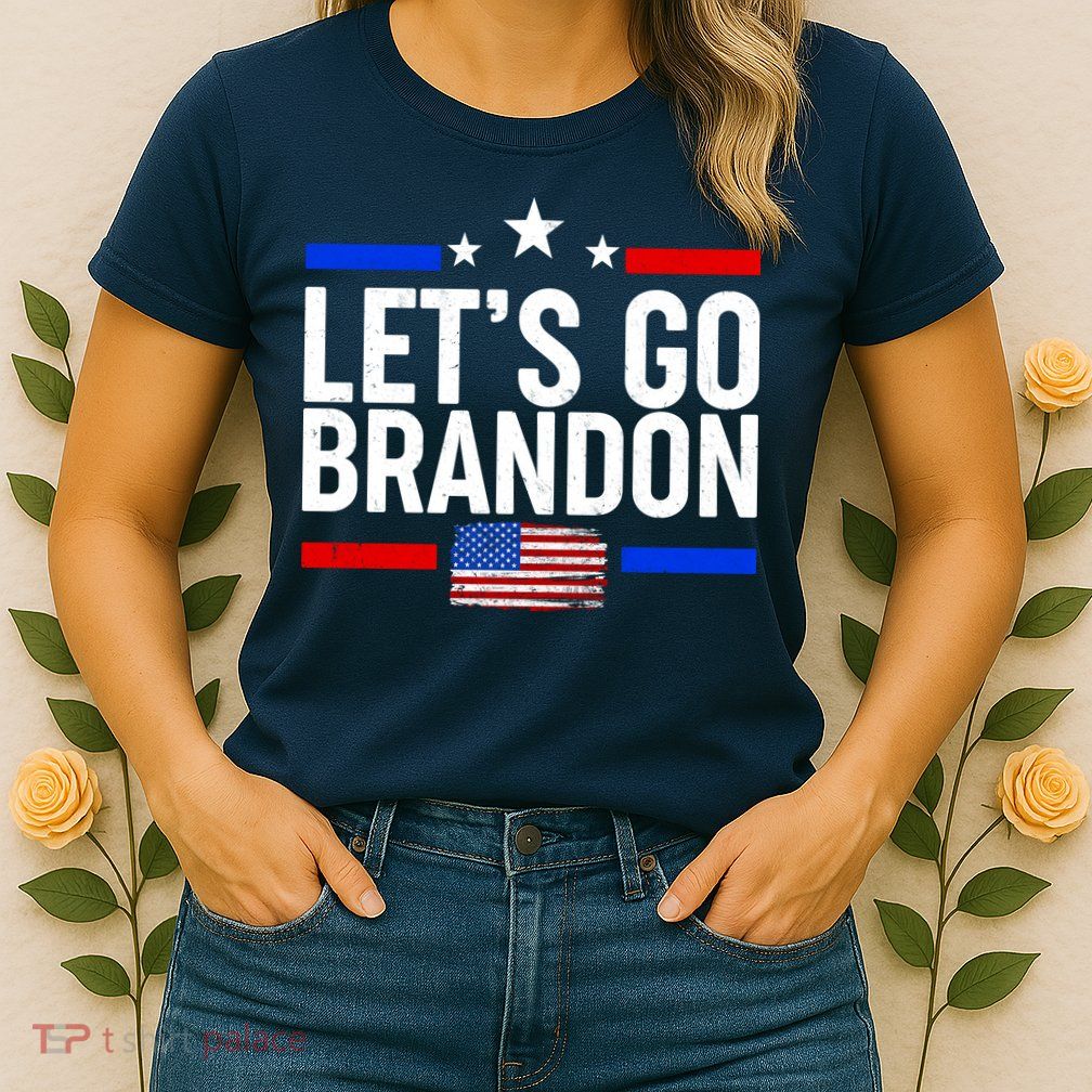 Let's Go Brandon Distress USA Flag FJB Chant Womens T-Shirt