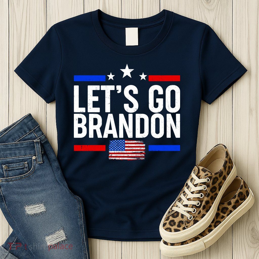 Let's Go Brandon Distress USA Flag FJB Chant Womens T-Shirt