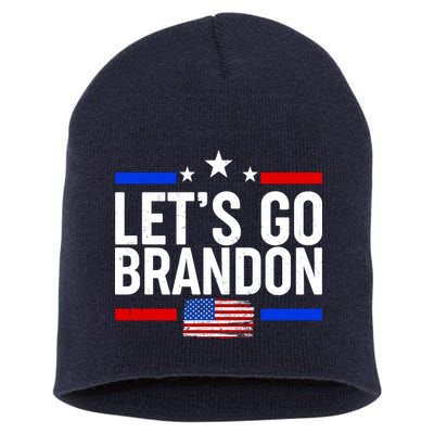Let's Go Brandon Distress USA Flag FJB Chant Short Acrylic Beanie