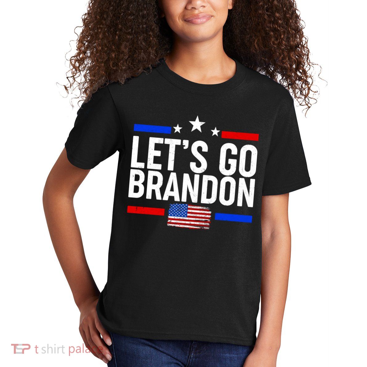 Let's Go Brandon Distress USA Flag FJB Chant Kids T-Shirt