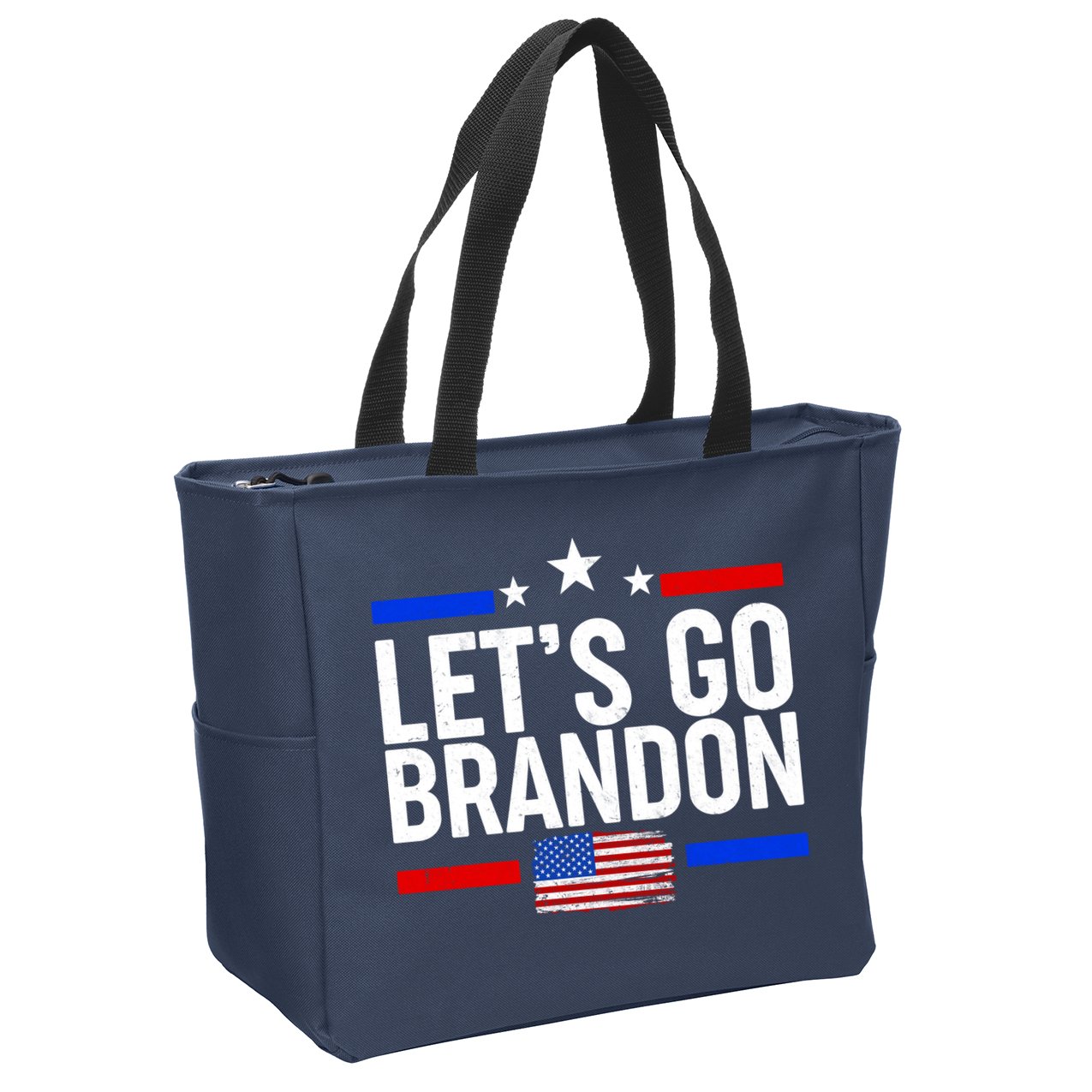 Let's Go Brandon Distress USA Flag FJB Chant Zip Tote Bag