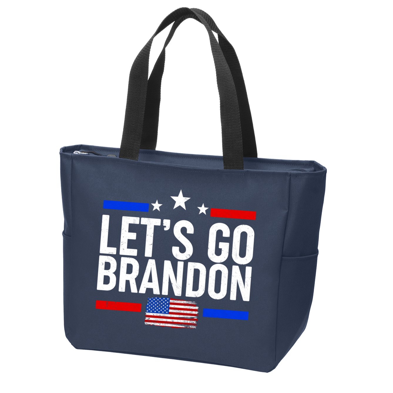 Let's Go Brandon Distress USA Flag FJB Chant Zip Tote Bag