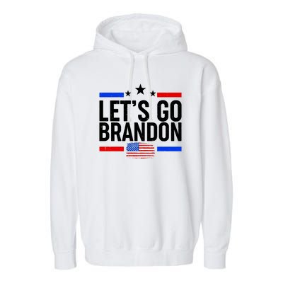 Let's Go Brandon Distress USA Flag FJB Chant Garment-Dyed Fleece Hoodie