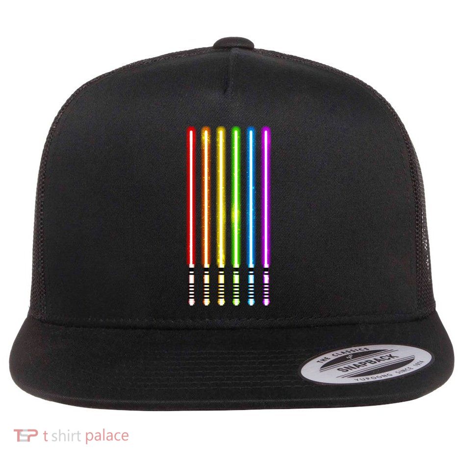 Rainbow Flag Light Swords Saber Flat Bill Trucker Hat
