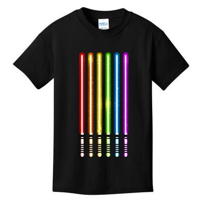 Rainbow Flag Light Swords Saber Kids T-Shirt