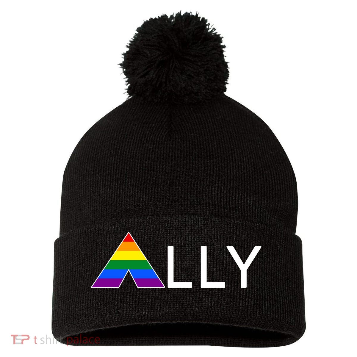 LGBT Ally Flag March Rally Pride Parade LGBT Equality Pom Pom 12in Knit Beanie