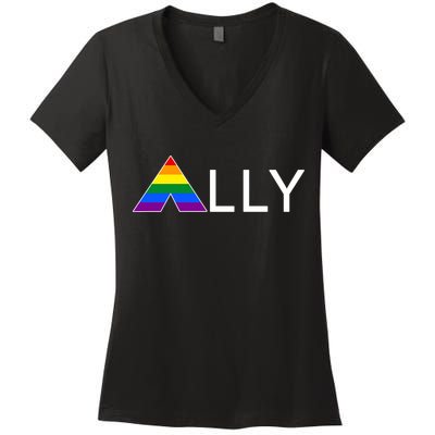 LGBT Ally Flag March Rally Pride Parade LGBT Equality Women's V-Neck T-Shirt