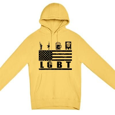 LGBT Distressed Liberty Guns Beer trump Premium Pullover Hoodie