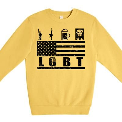 LGBT Distressed Liberty Guns Beer trump Premium Crewneck Sweatshirt