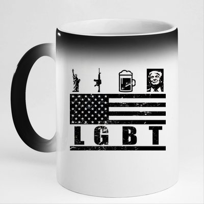 LGBT Distressed Liberty Guns Beer trump 11oz Black Color Changing Mug