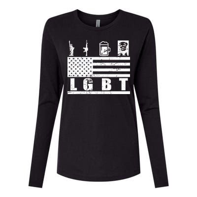 LGBT Distressed Liberty Guns Beer trump Womens Cotton Relaxed Long Sleeve T-Shirt