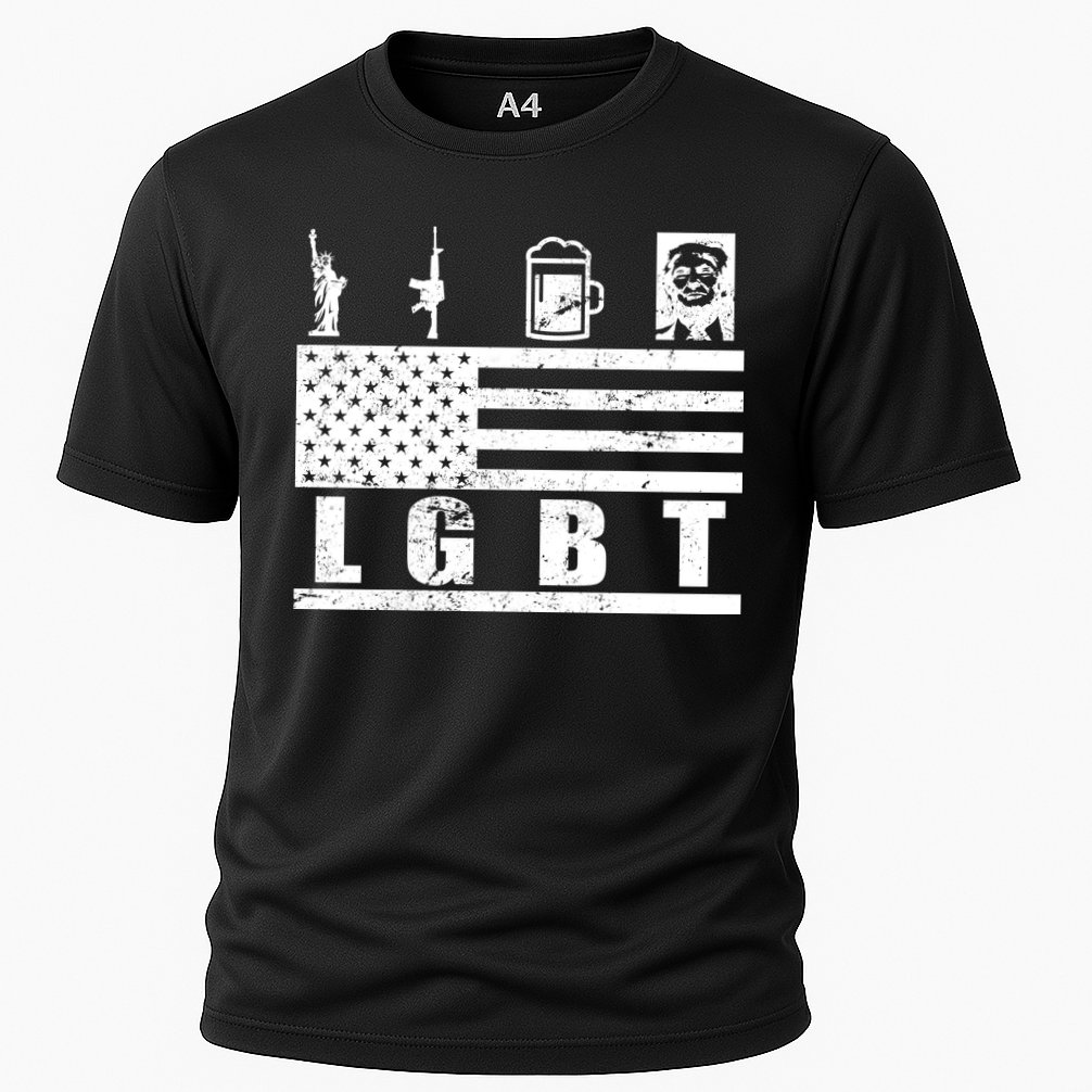 LGBT Distressed Liberty Guns Beer trump Cooling Performance Crew T-Shirt