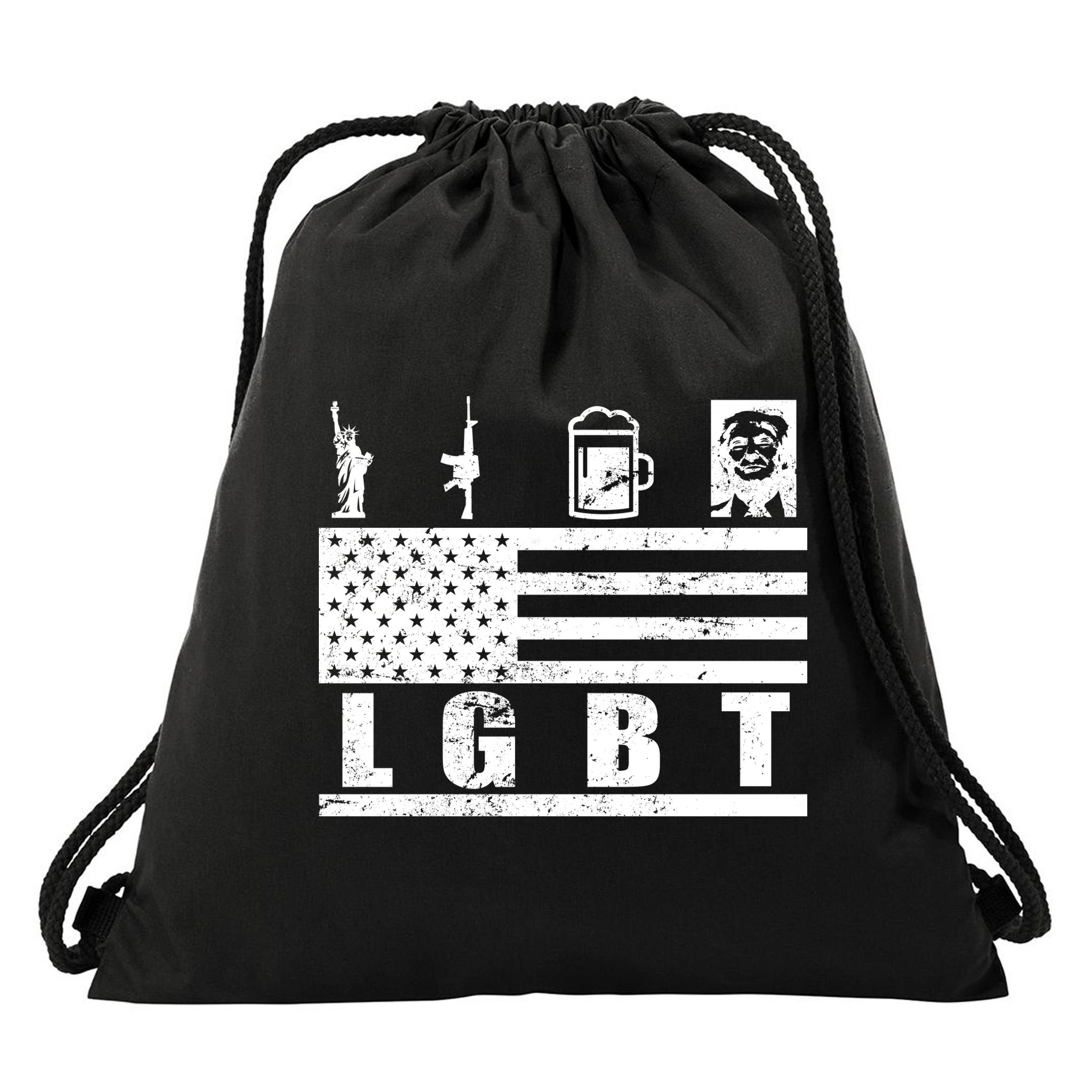 LGBT Distressed Liberty Guns Beer trump Drawstring Bag