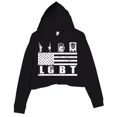 LGBT Distressed Liberty Guns Beer trump Crop Fleece Hoodie