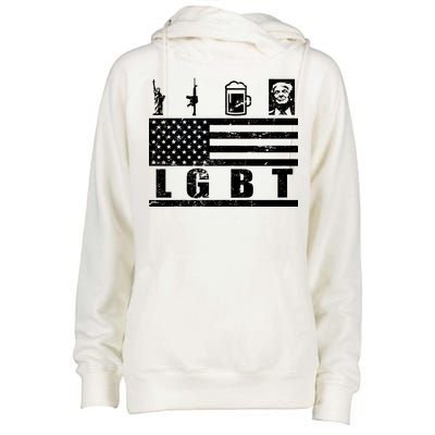 LGBT Distressed Liberty Guns Beer trump Womens Funnel Neck Pullover Hood