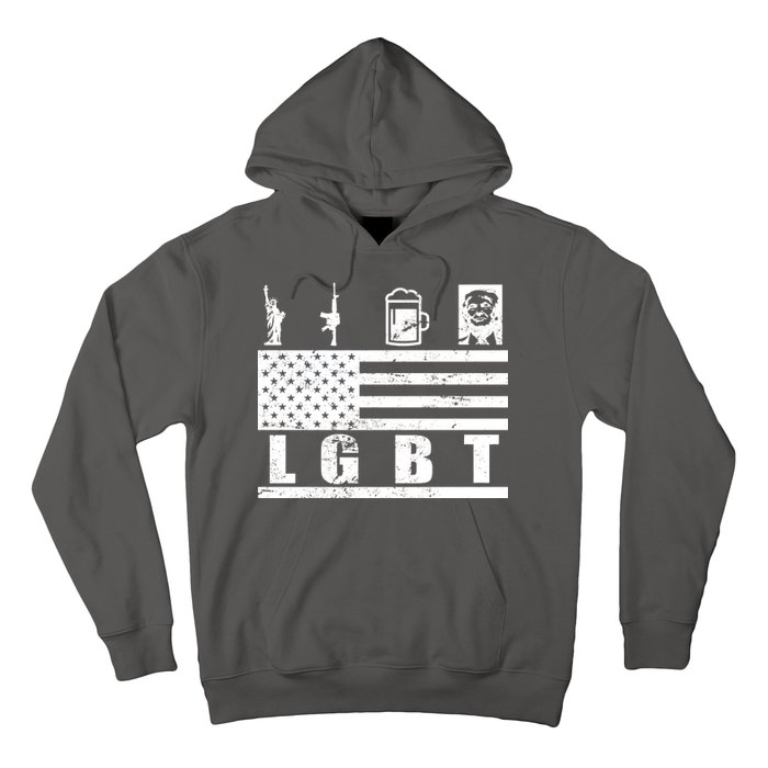 LGBT Distressed Liberty Guns Beer trump Hoodie