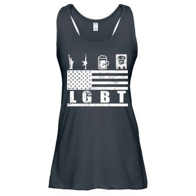 LGBT Distressed Liberty Guns Beer trump Ladies Essential Flowy Tank