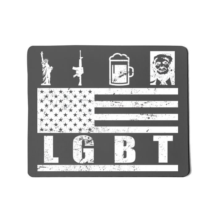 LGBT Distressed Liberty Guns Beer trump Mousepad