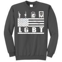 LGBT Distressed Liberty Guns Beer trump Tall Sweatshirt